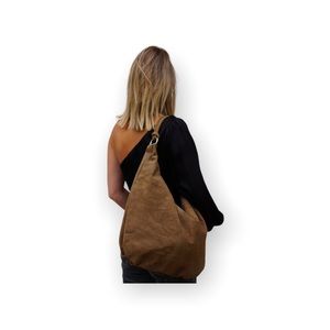 Sonya Suede Taupe Hobo Bag